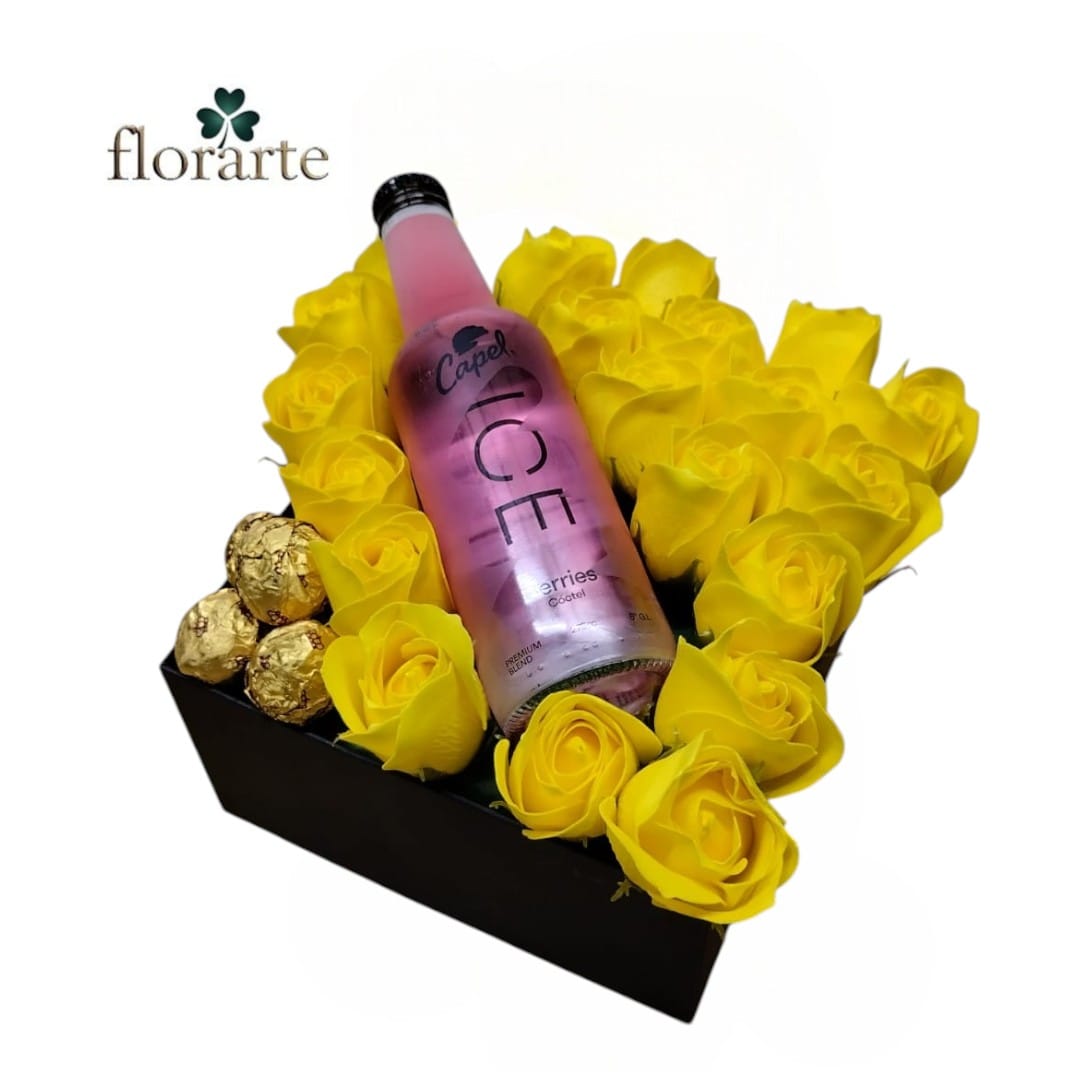 27.990 Box 20 Rosas Eternas De Jabón + Bombones + Coctel Capel Ice - Imagen 1