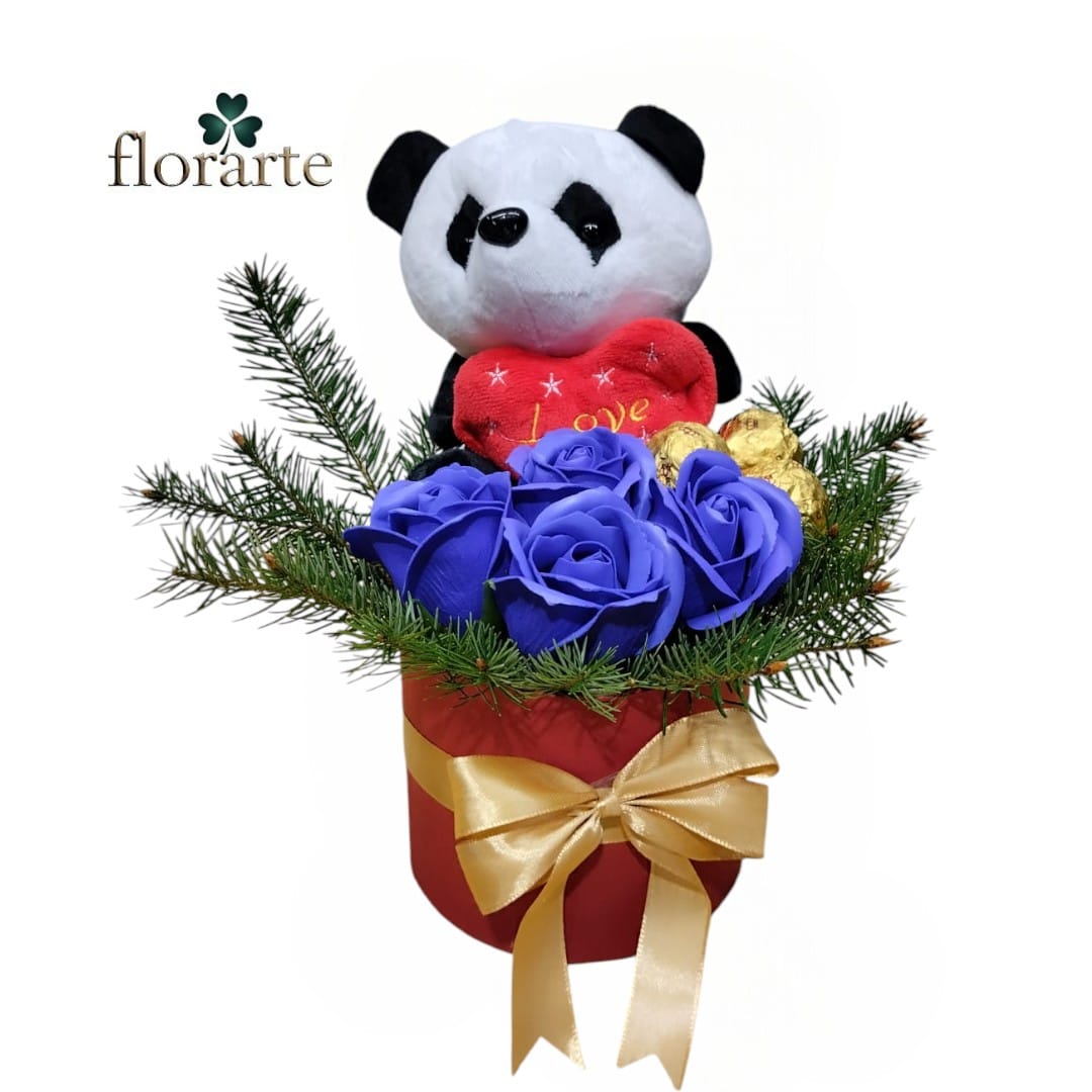 box49 Box 4 Rosas Eternas De Jabón + 3 Bombones + Peluche - Imagen 1