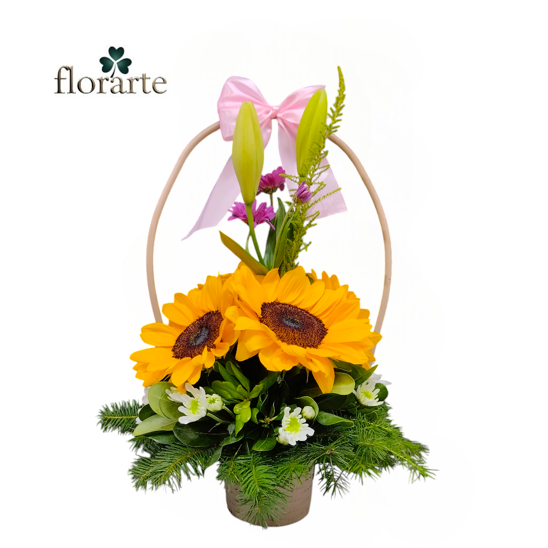 1 (45) Canasta Girasoles + Lirios - Imagen 1