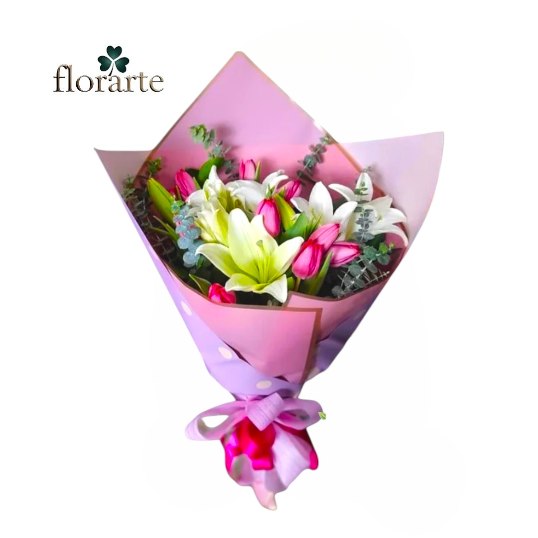 106 Ramo 8 Tulipanes + Lirios - Imagen 1