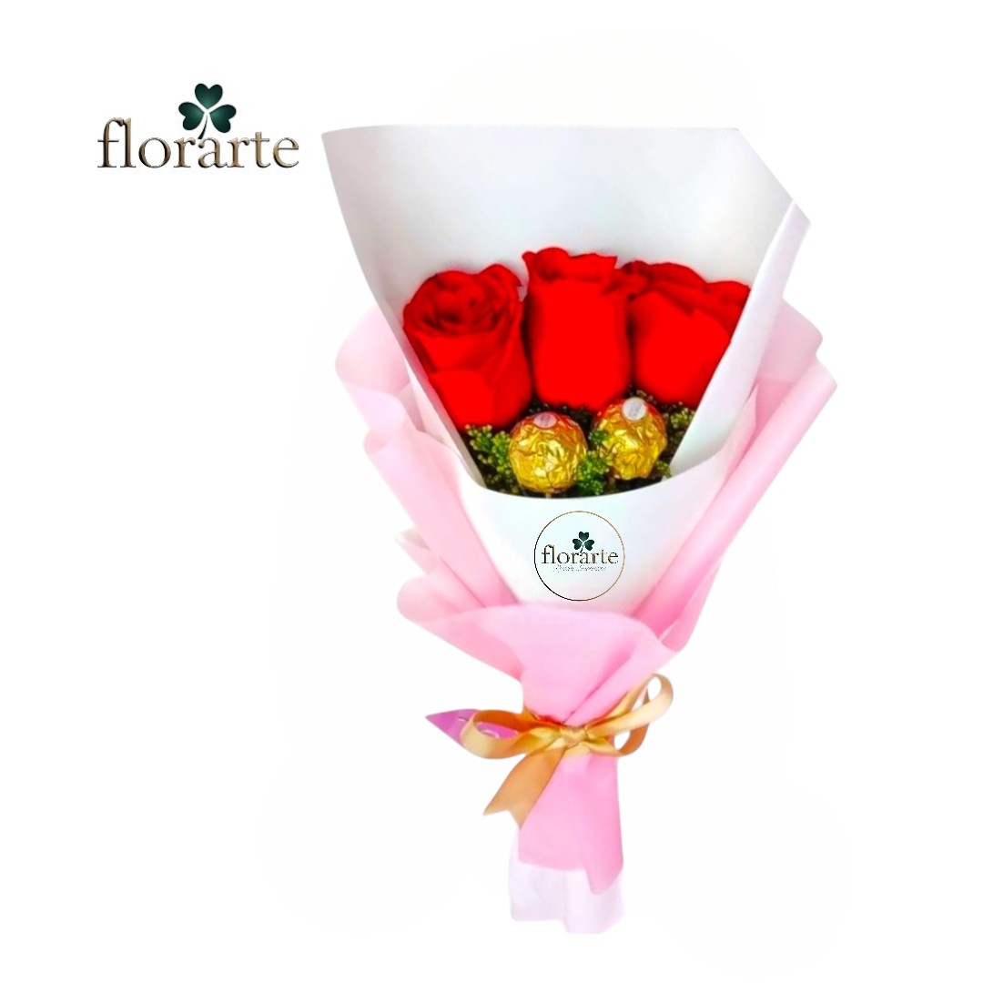 6 Ramo 3 Rosas + 2 Bombones - Imagen 1