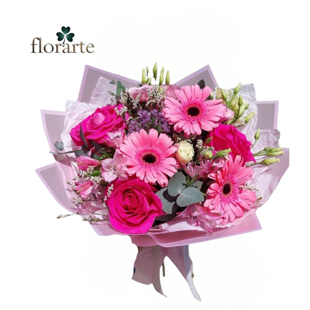 6 Ramo 7 Flores Con Rosas + Gerberas - Imagen 1