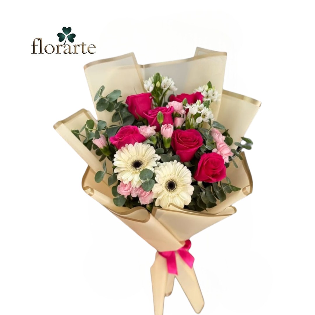 g (67) Ramo 6 Rosas + 2 Gerberas + Claveles - Imagen 1