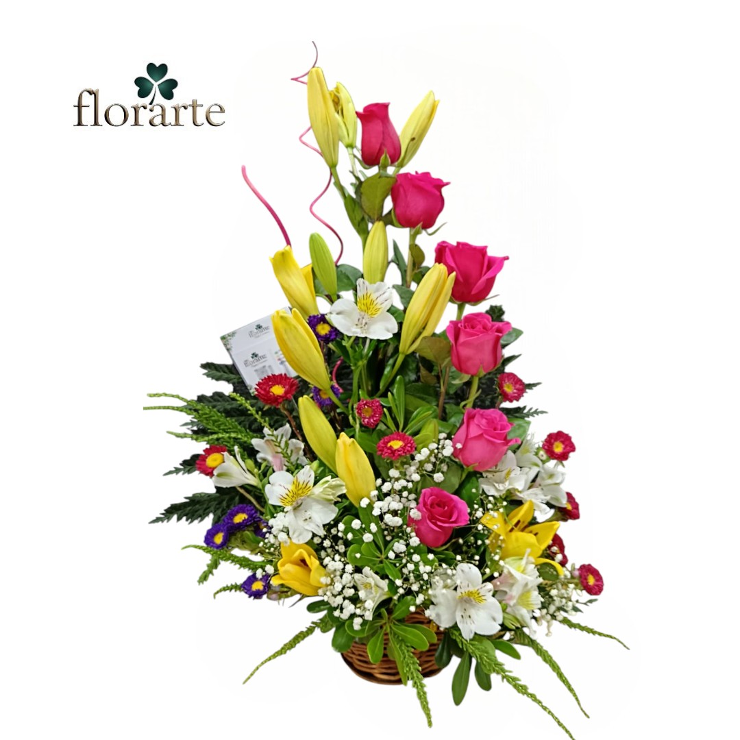 g (76) Arreglo 6 Rosas + 4 Lirios + Flores De Temporada - Imagen 1