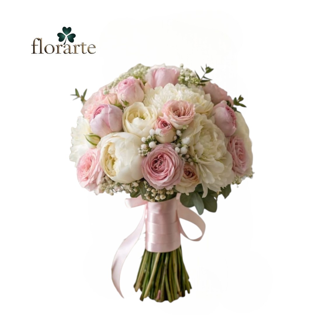 g (84) Ramo Novia 12 Rosas + 12 Peonias - Imagen 1