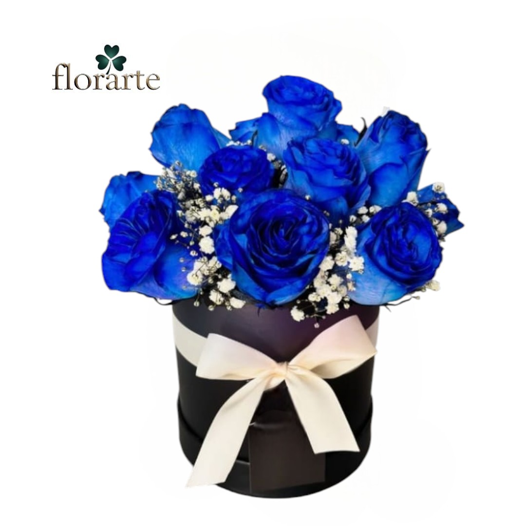 g7 (52) Box Cilindro 12 Rosas Azules - Imagen 1