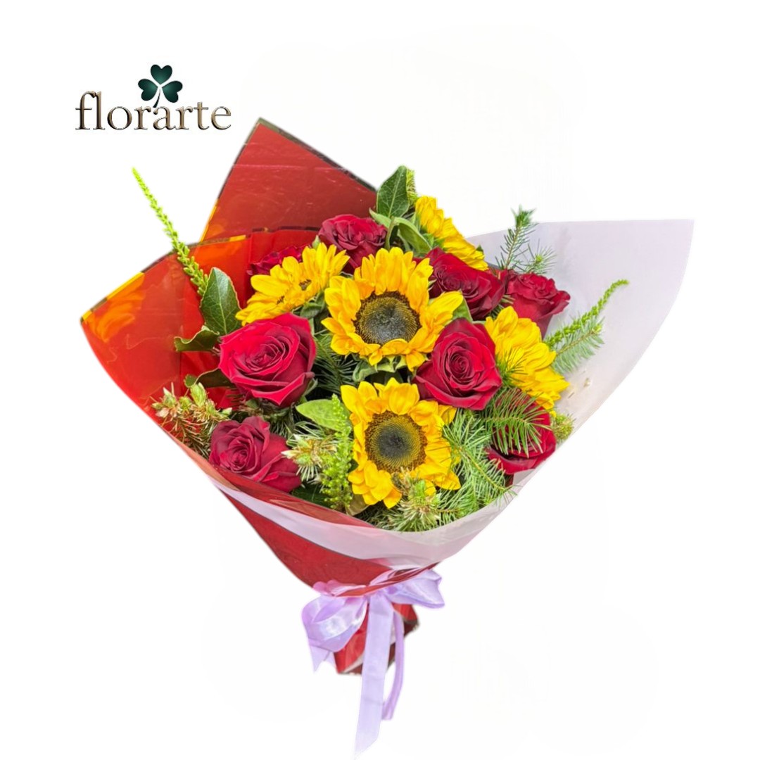 g7 (78) Ramo 8 Rosas + 5 Girasoles - Imagen 1