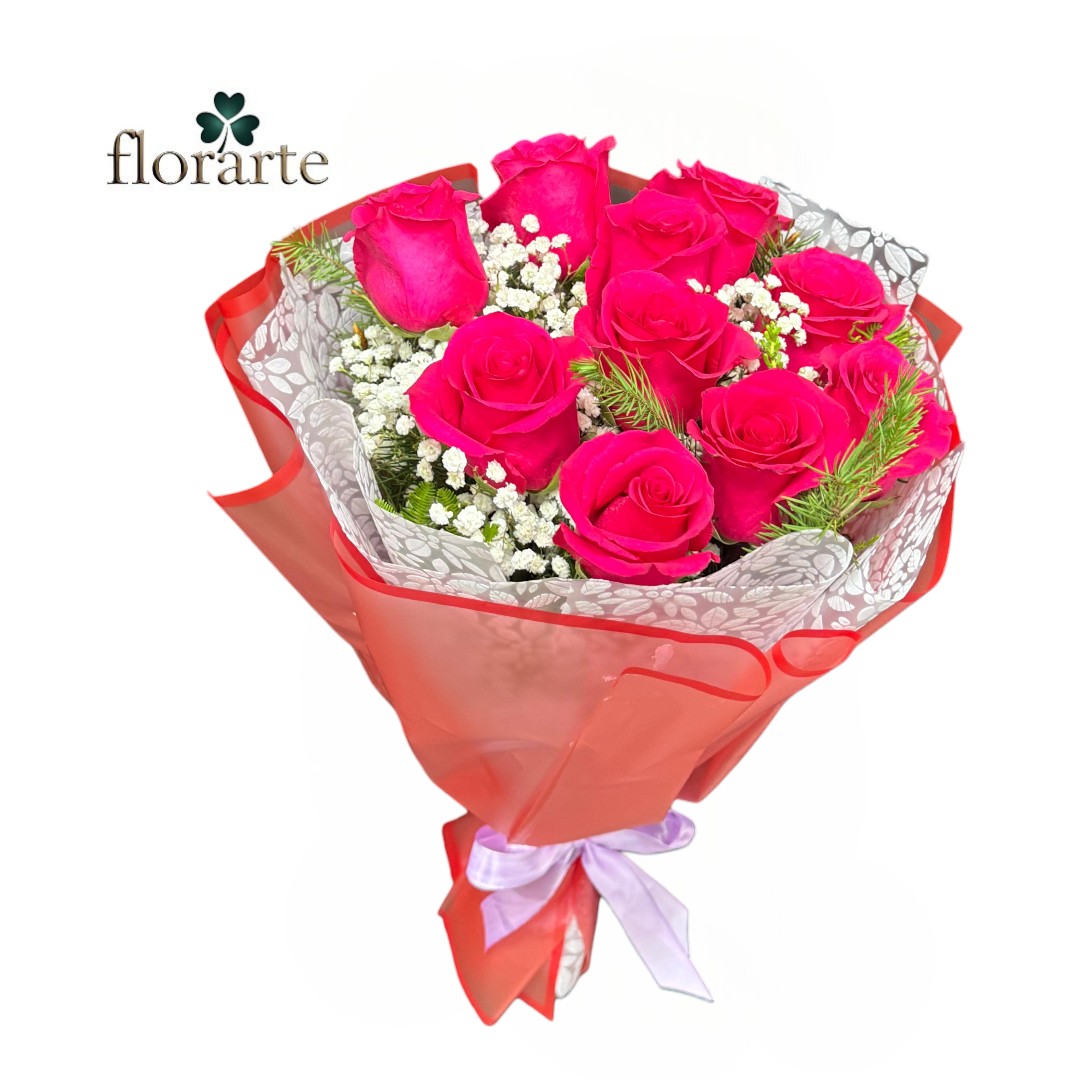 ramo72 Ramo 10 Rosas Rojas + Ilusión - Imagen 1